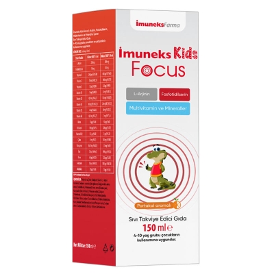 İmuneks Kids Focus Portakal Aromalı Sıvı Takviye Edici Gıda 150 ml