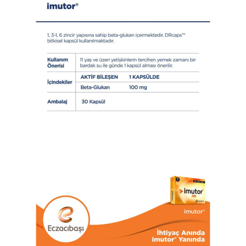 İmutor Beta Glukan 30Kapsül 100 mg - 2