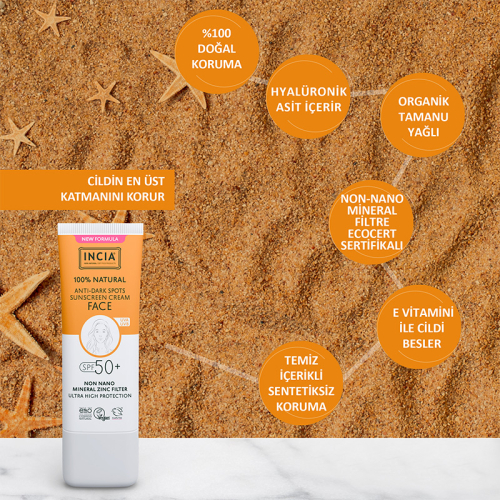 INCIA %100 Doğal Spf 50 Leke Karşıtı Yüz Kremi 30 ml - 5