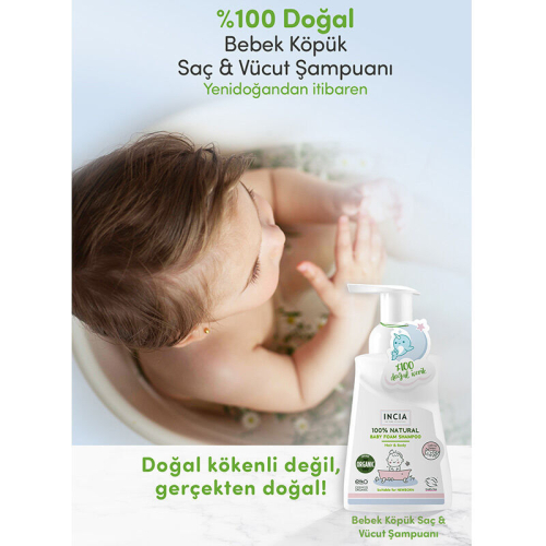 Incia Bebekler İçin Doğal Köpük Şampuanı Saç ve Vücut İçin 200 ml - 6