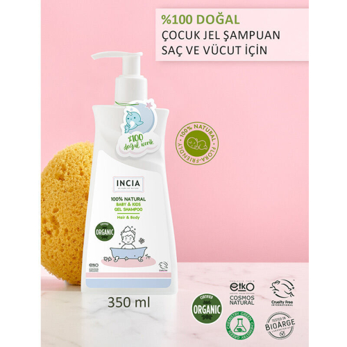 INCIA Çocuklar İçin Doğal Jel Şampuan Saç ve Vücut İçin 350 ml - 6