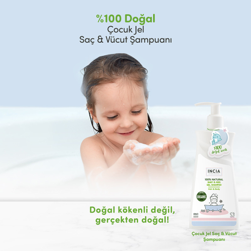 INCIA Çocuklar İçin Doğal Jel Şampuan Saç ve Vücut İçin 350 ml - 6