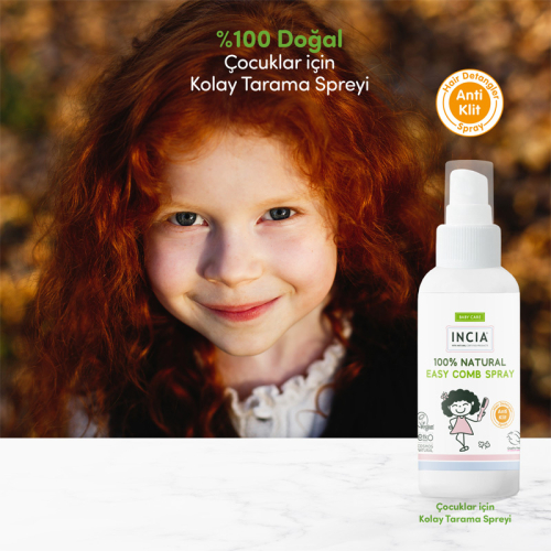 Incia Doğal Kolay Tarama Spreyi Çocuklar İçin Nemlendirici Parlaklaklaştırıcı Anti-Klit 100ml - 2