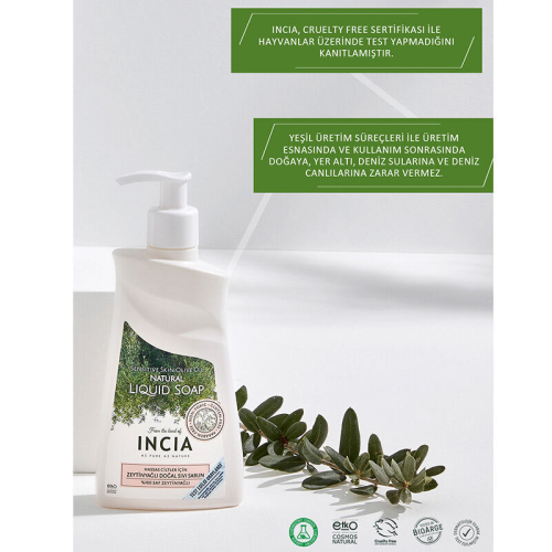 INCIA Hassas Ciltler İçin Zeytinyağlı Doğal Sıvı Sabun 250 ml - 2