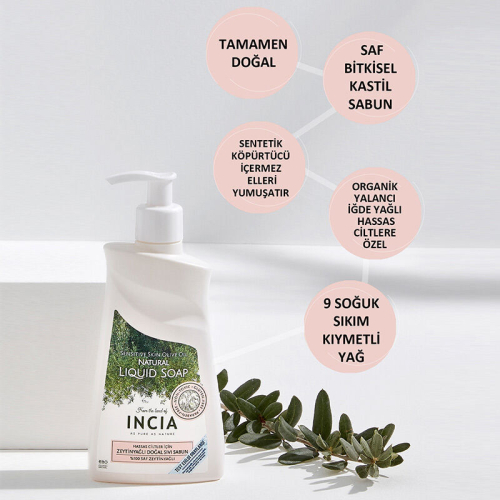 INCIA Hassas Ciltler İçin Zeytinyağlı Doğal Sıvı Sabun 250 ml - 3