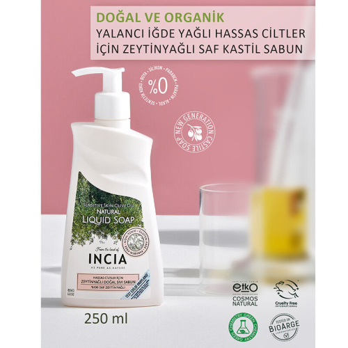 INCIA Hassas Ciltler İçin Zeytinyağlı Doğal Sıvı Sabun 250 ml - 5