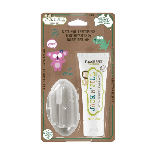 Jack and Jill Silikon Parmak Fırça + Doğal Aromasız Diş Macunu 50 gr - Jack And Jill Kids