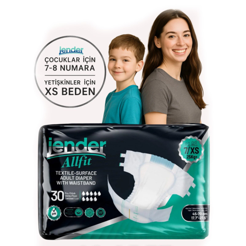 Jender Allfit Bebek ve Yetişkinlere Özel Bel Bantlı Bez 30 Adet - Extra Small - 3