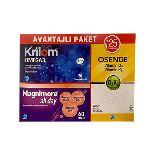 Krilom Omega3 + Magnimore + Osende Vitamin D3K2 Avantajlı Paket - 1