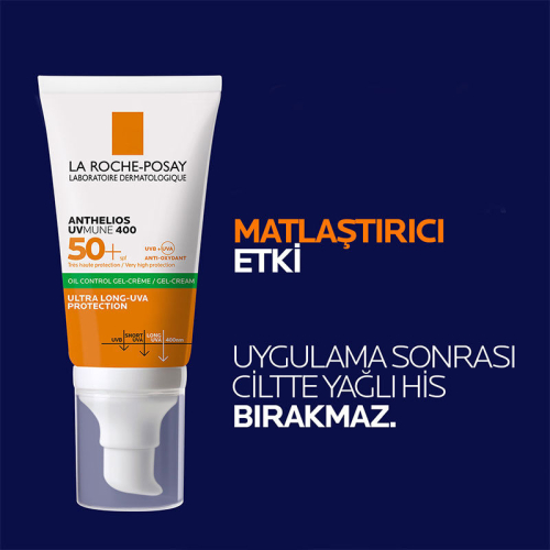 La Roche Posay Anthelios Oil Control Gel Cream Spf50+ Yağlı ve Karma Ciltler İçin Yüz Güneş Kremi 50 ml - 2