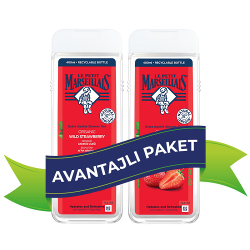 Le Petit Marseillais Organik Akdeniz Çileği Banyo ve Duş Jeli 400 ml x 2 - Le Petit Marseillais
