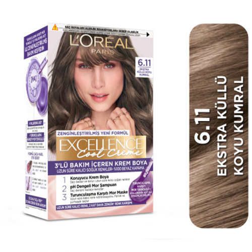 Loreal Paris Excellence Cool Creme 6.11 Ekstra Küllü Koyu Kumral Saç Boyası - Loreal Paris