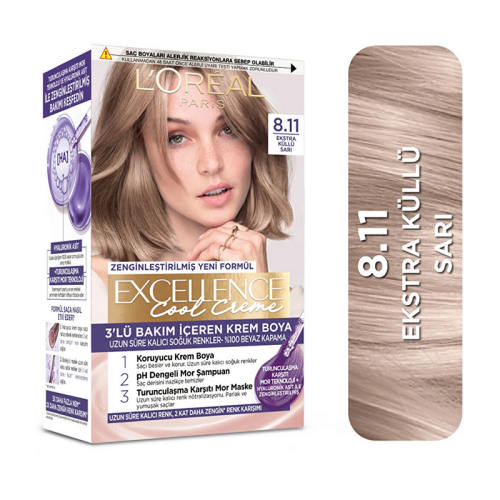 Loreal Paris Excellence Cool Creme - Krem Saç Boyası No: 8.11 Ekstra Küllü Sarı - Loreal Paris