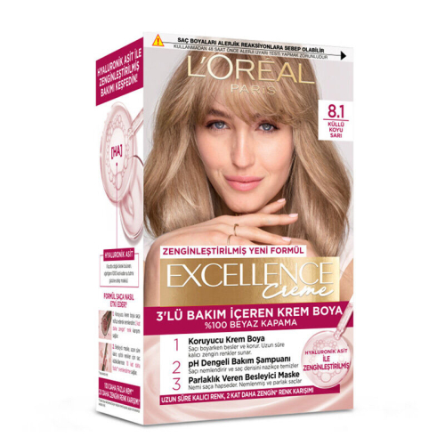 Loreal Paris Excellence Creme Saç Boyası 8.1 Küllü Koyu Sarı - Loreal Paris