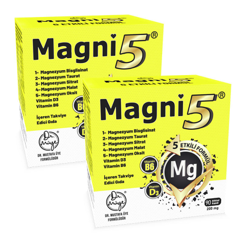 Magni5 Magnezyum Vitamin D3 B6 İçeren Takviye Edici Gıda 2 x 90 Kapsül - 1