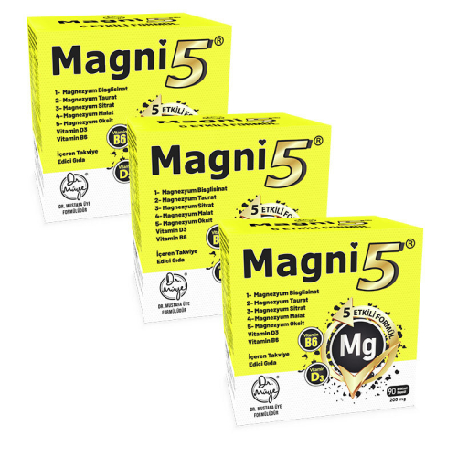Magni5 Magnezyum Vitamin D3 B6 İçeren Takviye Edici Gıda 3x90 Kapsül - Magni5