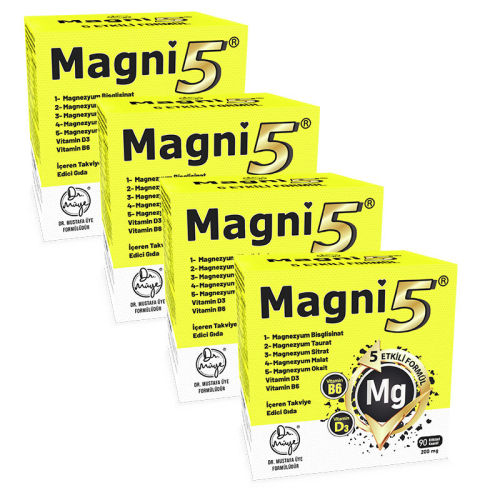 Magni5 Magnezyum Vitamin D3 B6 İçeren Takviye Edici Gıda 4x90 Kapsül - Magni5