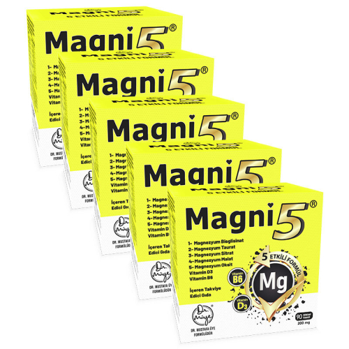 Magni5 Magnezyum Vitamin D3 B6 İçeren Takviye Edici Gıda 5x90 Kapsül - Magni5