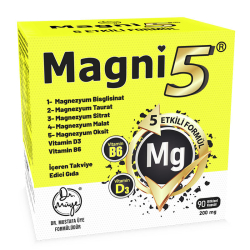 Magni5 Magnezyum Vitamin D3 B6 İçeren Takviye Edici Gıda 90 Kapsül - 1