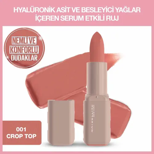 Maybelline New York Serum Etkili Hyalüronik Asit ve Besleyici Yağ İçeren Ruj - 001 Crop Top - 2