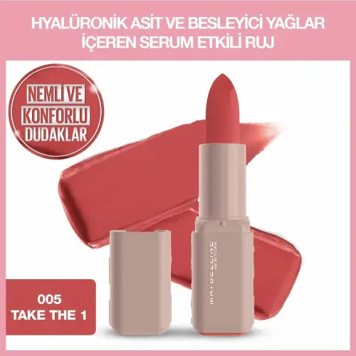 Maybelline New York Serum Etkili Hyalüronik Asit ve Besleyici Yağ İçeren Ruj - 005 Take the 1 - 2