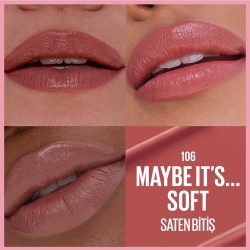 Maybelline New York Serum Etkili Hyalüronik Asit ve Besleyici Yağ İçeren Ruj - 106 Maybe It's Soft - 3