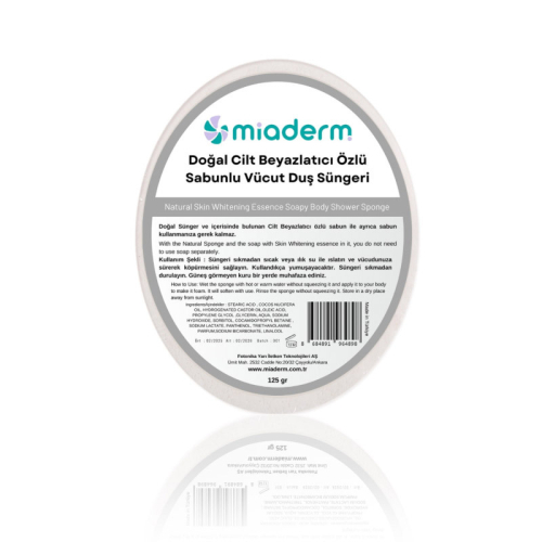Miaderm Doğal Cilt Beyazlatıcı Özlü Sabunlu Duş Süngeri 125gr - Miaderm