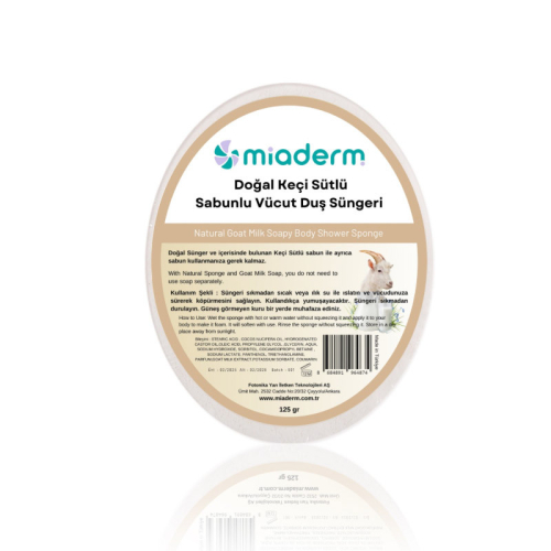 Miaderm Doğal Keçi Sütlü Sabunlu Duş Süngeri 125gr - Miaderm