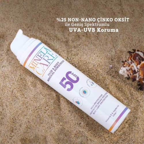 Minela Care Organik Mineral Filtreli Spf50+ Yüz ve Vücut Güneş Kremi 110 gr - 7