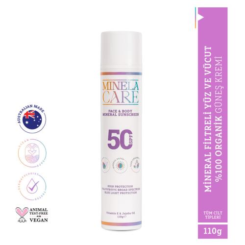 Minela Care Organik Mineral Filtreli Spf50+ Yüz ve Vücut Güneş Kremi 110 gr - 3