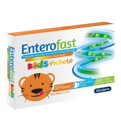 Miraderm Enterofast Kids Probiotic Takviye Edici Gıda 10 Flakon - Miraderm