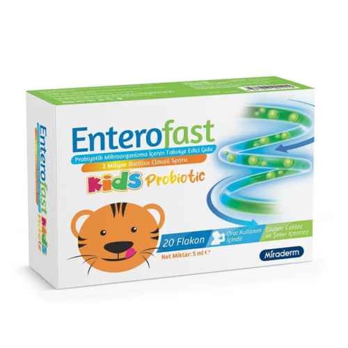 Miraderm Enterofast Kids Probiotic Takviye Edici Gıda 20 Flakon - Miraderm
