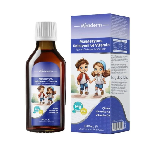 Miraderm Magnezyum Kalsiyum ve Vitamin İçeren Takviye Edici Gıda 100 ml - Miraderm