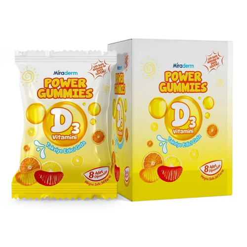 Miraderm Power Gummies D3 Vitamin İçeren Takviye Edici Gıda 64 Jel Form - Miraderm
