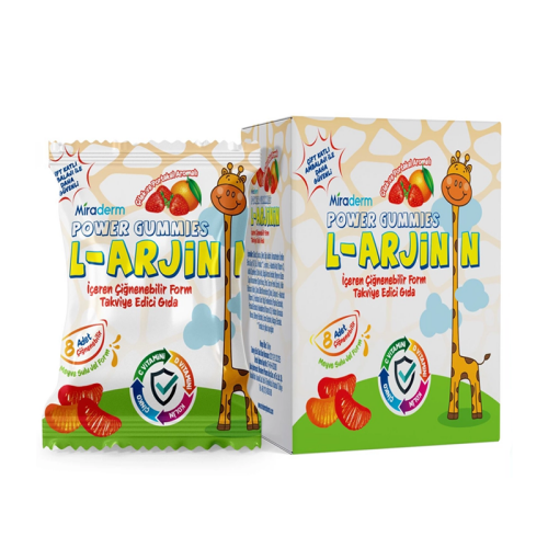 Miraderm Power Gummies L-Arjinin İçeren Çiğnenebilir Form Takviye Edici Gıda 64 Jel - Miraderm