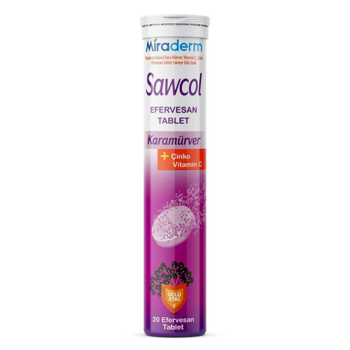 Miraderm Sawcol Karamürver + Çinko Vitamin C 20 Efervesan Tablet - Miraderm