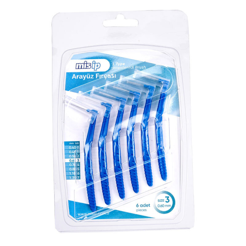 Mis İp Arayüz Fırçası 6 Adet - Size 3 - 0.60mm - Mis İp