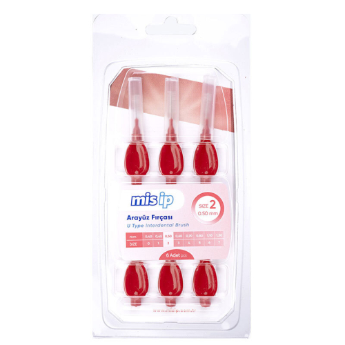 Mis İp U Tipi Arayüz Fırçaları 6 Adet - Size 2 - 0.50mm - Mis İp