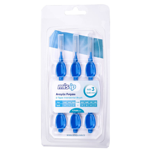 Mis İp U Tipi Arayüz Fırçaları 6 Adet - Size 3 - 0.60mm - Mis İp