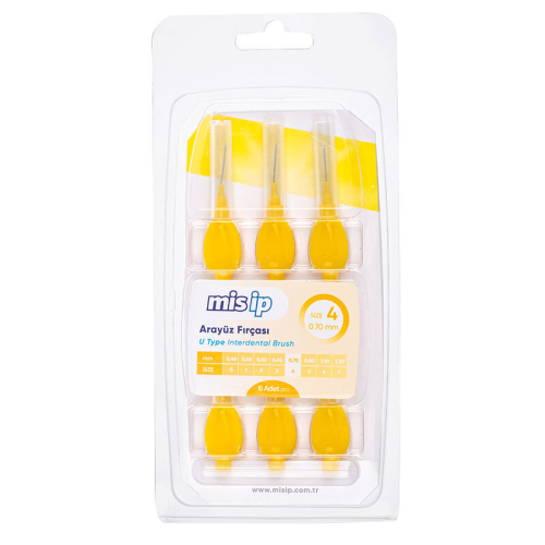 Mis İp U Tipi Arayüz Fırçaları 6 Adet - Size 4 - 0.70mm - Mis İp