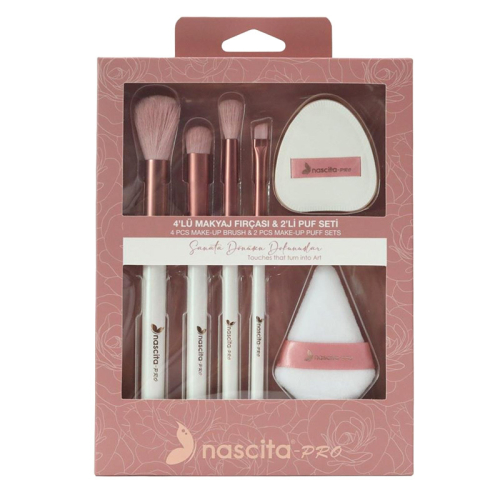 Nascita 4lü Makyaj Fırçası ve 2li Puf Seti - 161 - Nascita