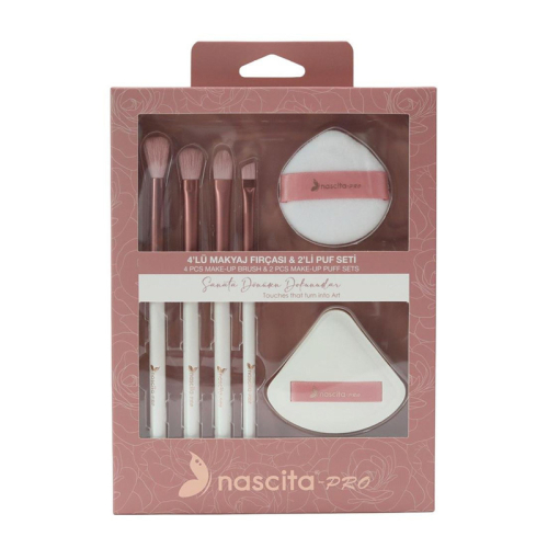 Nascita 4lü Makyaj Fırçası ve 2li Puf Seti - 162 - Nascita