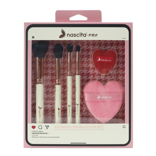 Nascita 4lü Makyaj Fırçası ve 2li Puf Seti 163 - Nascita