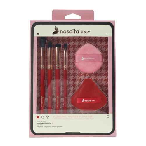 Nascita 4lü Makyaj Fırçası ve 2li Puf Seti 164 - Nascita