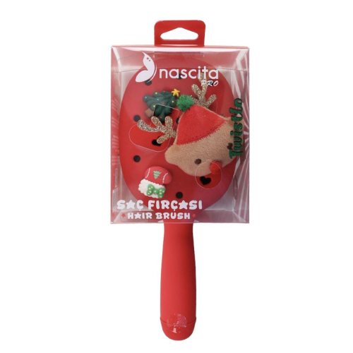 Nascita Twistlo Yılbaşı Temalı Saç Fırçası Kırmızı 75 - Nascita