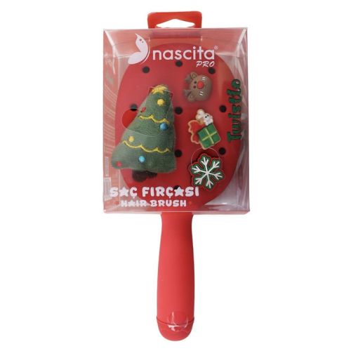 Nascita Twistlo Yılbaşı Temalı Saç Fırçası Kırmızı 76 - Nascita