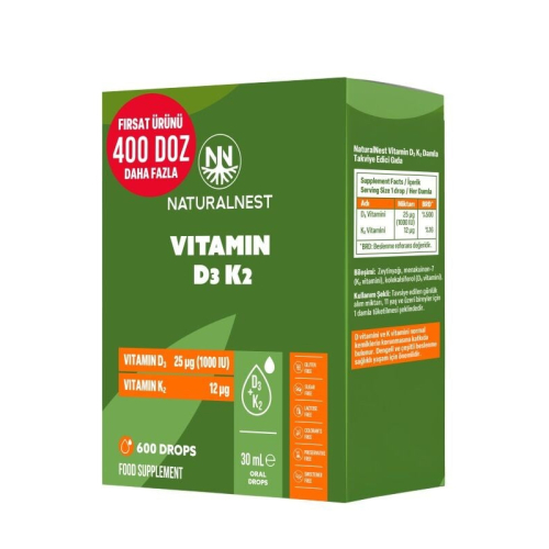 Naturalnest Vitamin D3 K2 Damla Takviye Edici Gıda 30 ml - Naturalnest