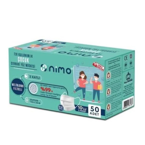 Nimo 3 Katlı Meltblown Çocuk Cerrahi Maske Telli 50 Adet - Nimo
