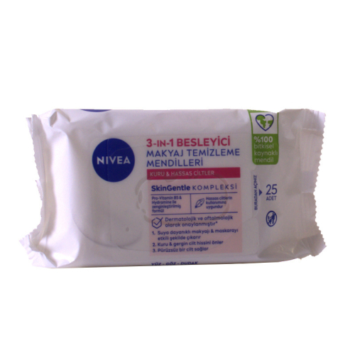 Nivea 3in1 Besleyici Makyaj Temizleme Mendilleri (Kuru Hassas Ciltler) 25 Adet - 1