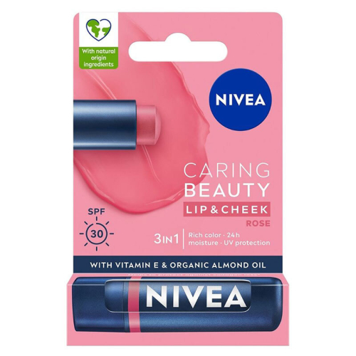 Nivea Caring Beauty Rose SPF30 Dudak Bakım Kremi 4.8 gr - Nivea